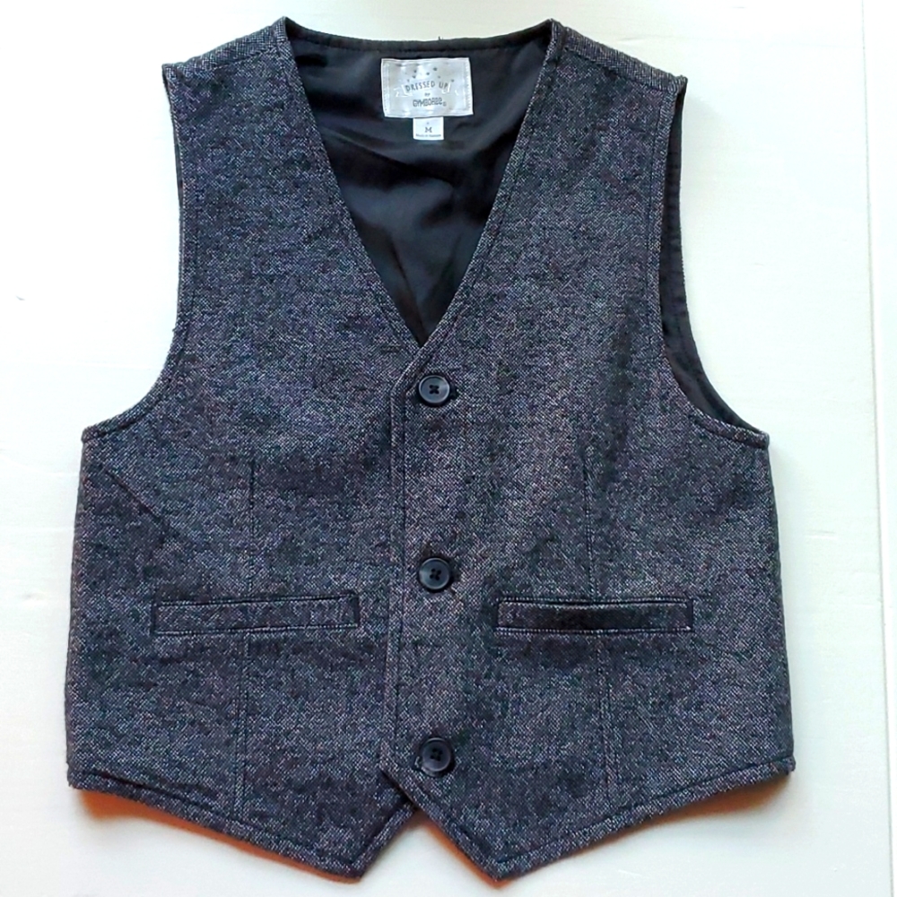 Gymboree Black & Gray Tweed Style Vest Dressed Up Medium 7/8